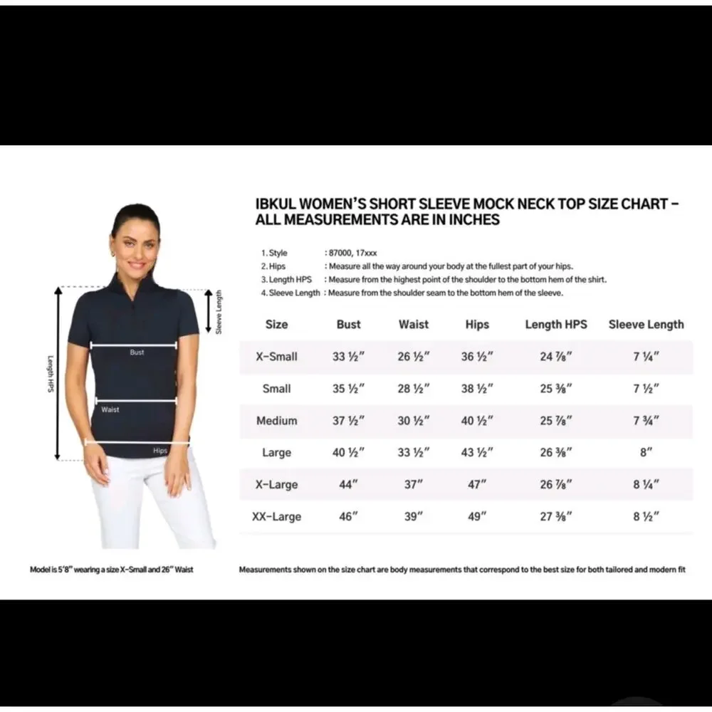 IBKUL Krista Blue Turquoise Short Sleeve Mock Neck 1/4 Zip Golf Tennis Shirt S
